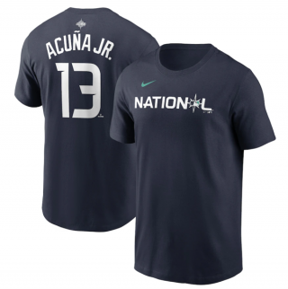 Atlanta Braves #13 Ronald Acuña Jr. Navy 2023 All-Star Name & Number T-Shirt