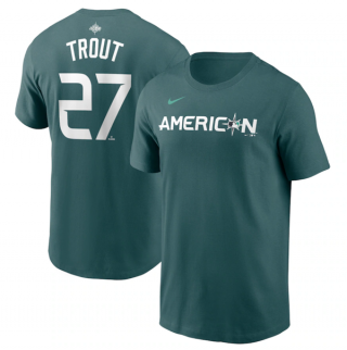 Los Angeles Angels #27 Mike Trout Teal 2023 All-Star Name & Number T-Shirt