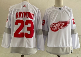 Men's Detroit Red Wings #23 Lucas Raymond White 2020 21 Reverse Retro Stitched Jersey