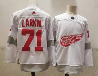 Men's Detroit Red Wings #71 Dylan Larkin White 2020-21 Reverse Retro Stitched Jersey
