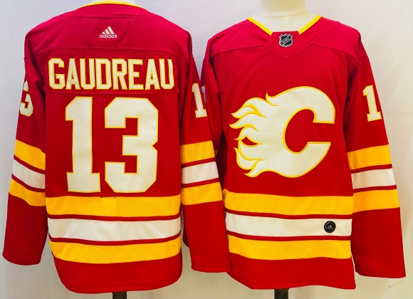 Men's Calgary Flames #13 red Stitched Jersey