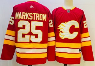Men's Calgary Flames #25 Jacob Markstrom Red Stitched NHL Jersey