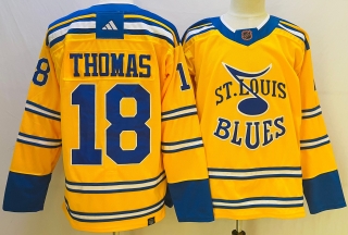 Men's St. Louis Blues #18 Robert Thomas Yellow 202223 Reverse Retro Stitched Jersey