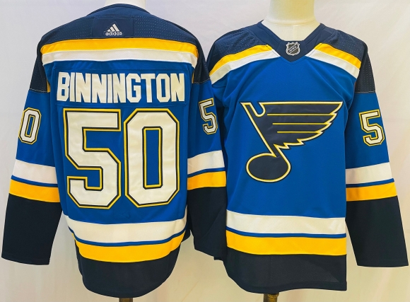 Men's St. Louis Blues #50 Jordan Binnington blue Stitched Jersey