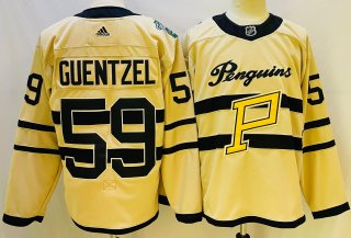 Men's Pittsburgh Penguins #59 Jake Guentzel 2021 Reverse Retro White Stitched NHL Jersey 2
