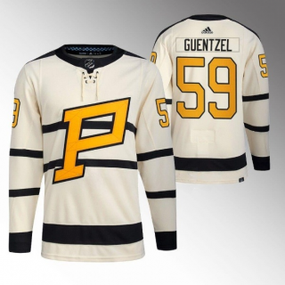 Men's Pittsburgh Penguins #59 Jake Guentzel Cream 2023 Winter Classic Stitched Jersey