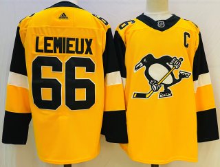 Men's Pittsburgh Penguins #66 Mario Lemieux yellow Classics Stitched NHL Jersey