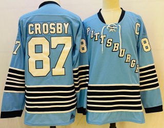 Men's Pittsburgh Penguins #87 Sidney Crosby Blue Team Classics Stitched NHL Jersey