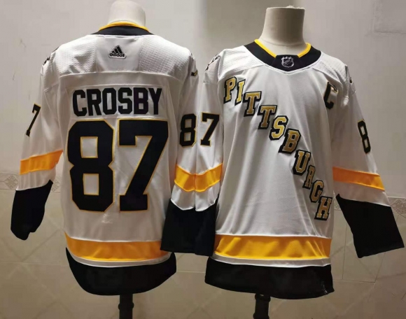 Men's Pittsburgh Penguins #87 Sidney Crosby white Classics Stitched NHL Jersey