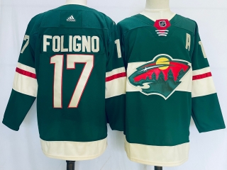 Men's Minnesota Wild #17 Marcus Foligno Green Stitched Jersey