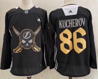 Men's Tampa Bay Lightning #86 Nikita Kucherov Black Gasparilla Inspired Pirate-Themed Warmup