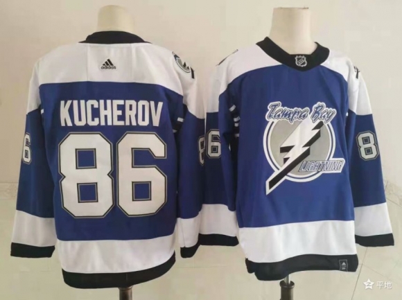 Men's Tampa Bay Lightning #86 Nikita Kucherov blue stitched jersey