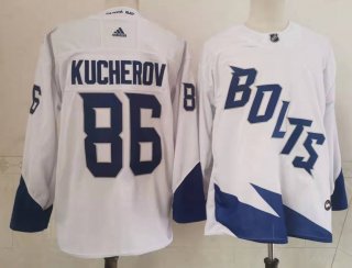 Men's Tampa Bay Lightning #86 Nikita Kucherov white stitched jersey