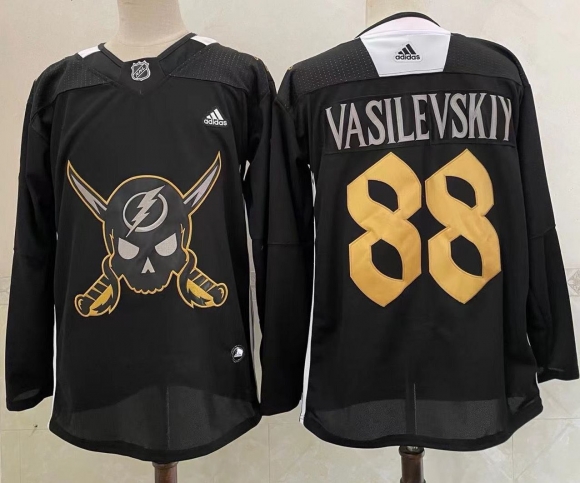 Men's Tampa Bay Lightning #88 Andrei Vasilevskiy Black Gasparilla Inspired Pirate