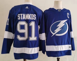 Men's Tampa Bay Lightning #91 Steven Stamkos all blue stitched jersey