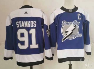 Men's Tampa Bay Lightning #91 Steven Stamkos blue stitched jersey