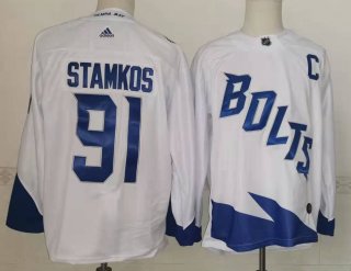 Men's Tampa Bay Lightning #91 Steven Stamkos white stitched jersey