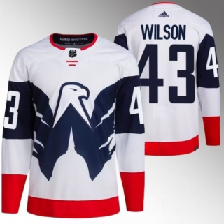 Men's Washington Capitals #43 Tom Wilson White Navy Stadium Series Stitched Jersey