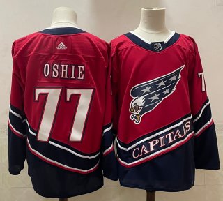Men's Washington Capitals #77 T.J. Oshie 2021 Red Reverse Retro Stitched Jersey