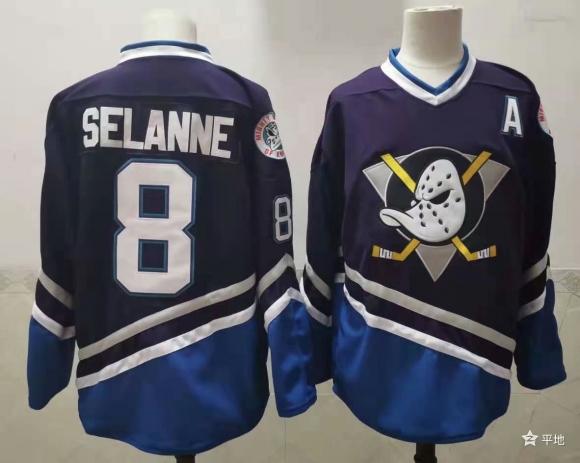 Men's Anaheim Ducks #8 Teemu Selanne purple Stitched Jersey