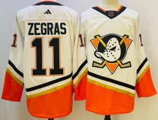 Men's Anaheim Ducks #11 Trevor Zegras White 2022 23 Reverse Retro Stitched Jersey