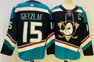 Men's Anaheim Ducks #15 Ryan Getzlaf black teal Stitched Jersey