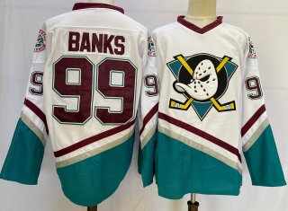 Men's Anaheim Ducks #99 white teal Stitched Jersey