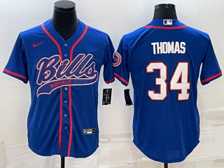 Buffalo Bills #34 Thurman Thomas Royal With Patch Cool Base Stitched Baseball Jersey