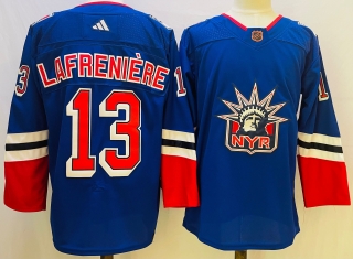 Men's New York Rangers #13 Alexis Lafrenière 2022-23 Reverse Retro Stitched Jersey