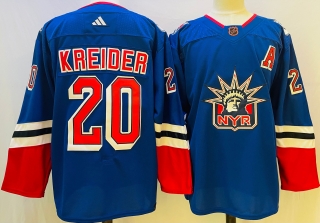 Men's New York Rangers #20 Chris Kreider Blue 2022-23 Reverse Retro Stitched Jersey