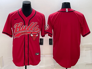 Chicago Bulls Blank Red Cool Base Stitched Baseball Jersey