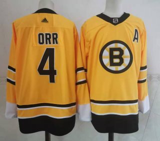 Men's Boston Bruins #4 yellow Stitched Jersey