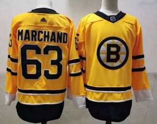 Men's Boston Bruins #63 Brad Marchand yellow Stitched Jersey