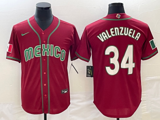 Mexico Baseball #34 Fernando Valenzuela 2023 Red World Baseball Classic Stitched