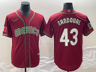 Mexico Baseball #43 Patrick Sandoval 2023 Red World Baseball Classic Stitched Jersey