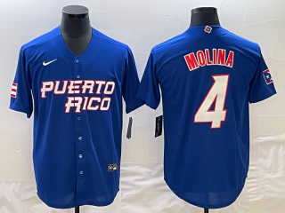 Puerto Rico Baseball #4 Yadier Molina 2023 Royal World Baseball Classic Stitched Jersey