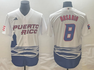 Puerto Rico Baseball #8 Eddie Rosario 2023 White World Baseball Classic Stitched Jersey