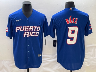 Puerto Rico Baseball #9 Javier Báez 2023 Royal World Baseball Classic Stitched Jersey