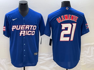 Puerto Rico Baseball #21 Roberto Clemente 2023 Royal World Baseball Classic Stitched