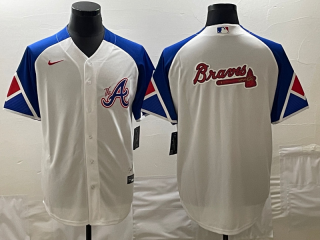 Atlanta Braves White 2023 City Connect Team Big Logo Cool Base Stitched Baseball