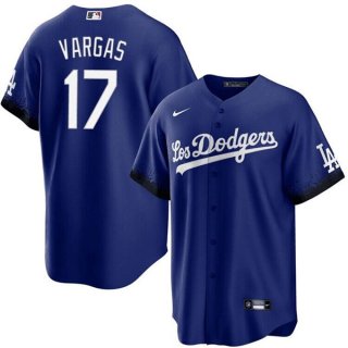 Los Angeles Dodgers #17 Miguel Vargas Blue Cool Base Stitched Baseball Jersey 2