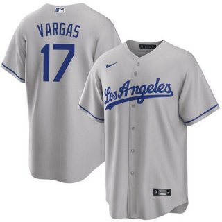 Los Angeles Dodgers #17 Miguel Vargas Gray Cool Base Stitched Baseball Jersey