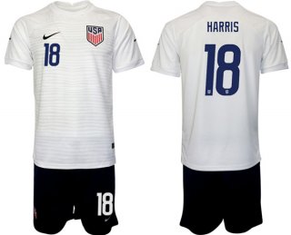 United States #18 Harris White Home Soccer Jersey Suit