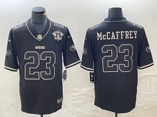 San Francisco 49ers #23 Christian McCaffrey Black With 75th Anniversary Patch Stitched