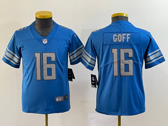 Youth Detroit Lions #16 Jared Goff Blue Vapor Untouchable Limited Stitched Jersey