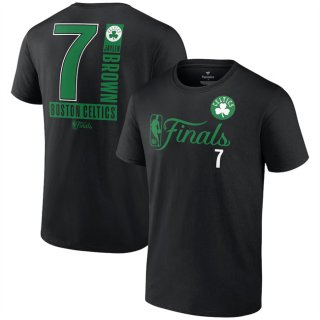 Boston Celtics #7 Jaylen Brown Black 2024 Finals Inbound Pass Name & Number T-Shirt