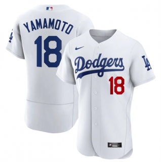 Los Angeles Dodgers #18 Yoshinobu Yamamoto White 2023 Flex Base Stitched Baseball