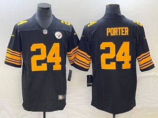 Men's Pittsburgh Steelers #24 Joey Porter Jr. Black 2023 Draft Color Rush Limited Stitched