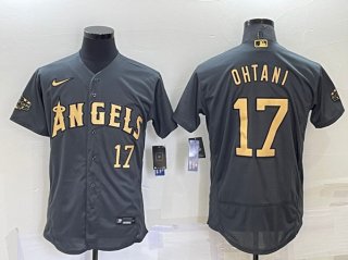 Los Angeles Angels #17 Shohei Ohtani Charcoal 2022 All-Star Flex Base Stitched