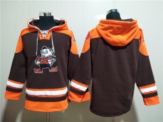 Cleveland Browns Blank Brown Lace-Up Pullover Hoodie